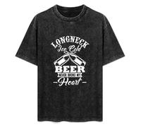 Kutog Beer Longneck Ice Cold Beer Never Broke My Heart Unisex T-Shirt Printed Tee Black Mens Top Shirt L