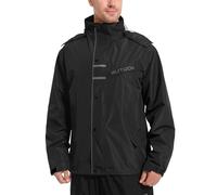 KUTOOK Giacca Impermeabile Uomo Giacca da Pioggia con Cappuccio Stacabile Giacche Moto Pioggia Giacca Ciclismo Antivento Catarifrangente Traspirante per Trekking Corsa e Vita Quotidiana