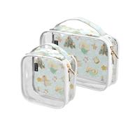 Kutsu Beauty case con angeli natalizi, borsa impermeabile per trucchi per donne e uomini, organizer per cosmetici in PVC trasparente per viaggi, doppia cerniera, confezione da 2, Come nella foto