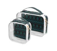 Kutsu Beauty case nero con albero di Natale Fair Isle, borsa impermeabile per trucchi per donne e uomini, organizer per cosmetici in PVC trasparente per viaggi, doppia cerniera, confezione da 2, Come