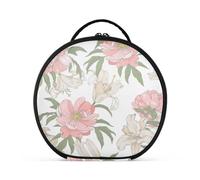 Kutsu Beauty case portatile con divisori regolabili, organizer per trucchi con peonie rosa e gigli bianchi, borsa portaoggetti per artisti, per donne e ragazze, Come nella foto, Taglia unica