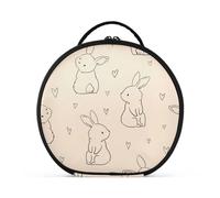 Kutsu Beauty case portatile con sagoma di coniglio carino con divisori regolabili, borsa portaoggetti rotonda rigida per artisti, per donne e ragazze, Come nella foto, 28x26x9 cm