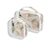 Kutsu Branch of A Palm Tree, beauty case impermeabile per donne e uomini, organizer per cosmetici in PVC trasparente per viaggi, doppia cerniera, confezione da 2, Come nella foto
