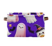 Kutsu Ghosts with Kawaii Faces Storage Bin for Shelves, Cesto portaoggetti con doppio manico, cubi pieghevoli con telaio in metallo, contenitori rettangolari per armadio per casa camera da letto, 1