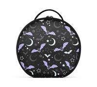 Kutsu Graziosa trousse per trucchi con pipistrelli, organizer portatile con divisori regolabili, borsa rotonda rigida per artisti, per donne e ragazze, Come nella foto, 28x26x9 cm