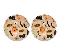 Kutsu Halloween Elements - Set di 2 sottobicchieri per auto, assorbenti, in ceramica, base in sughero, facili da rimuovere, 6,5 cm