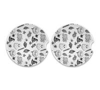 Kutsu Halloween Elements - Set di 2 sottobicchieri per auto, assorbenti, in ceramica, base in sughero, facili da rimuovere, 6,5 cm