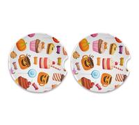 Kutsu Halloween Elements - Set di 2 sottobicchieri per auto, assorbenti, in ceramica, base in sughero, facili da rimuovere, 6,5 cm
