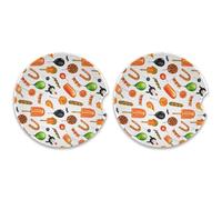 Kutsu Halloween Elements - Set di 2 sottobicchieri per auto, assorbenti, in ceramica, base in sughero, facili da rimuovere, 6,5 cm