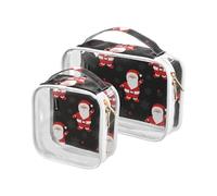 Kutsu Hello Santa Claus Trousse da toilette impermeabile, per donne e uomini, organizer per cosmetici in PVC trasparente per viaggi, doppia cerniera, confezione da 2, Come nella foto