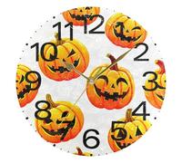 Kutsu Orologio da parete silenzioso a forma di zucche, in scala silenziosa, senza ticchettio, funzionamento a batteria, 25,4 cm, per casa, camera da letto, soggiorno, cucina, ufficio, scuola, aula