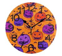 Kutsu Orologio da parete silenzioso a forma di zucche, in scala silenziosa, senza ticchettio, funzionamento a batteria, 25,4 cm, per casa, camera da letto, soggiorno, cucina, ufficio, scuola, aula