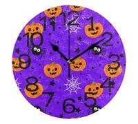 Kutsu Orologio da parete silenzioso a forma di zucche, in scala silenziosa, senza ticchettio, funzionamento a batteria, 25,4 cm, per casa, camera da letto, soggiorno, cucina, ufficio, scuola, aula