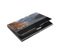 Kutsu Porta biglietti da visita con paesaggio autunnale, in pelle e acciaio inossidabile, portafoglio per biglietti da visita in metallo, tasca sottile per carte di credito e documenti d'identità, per