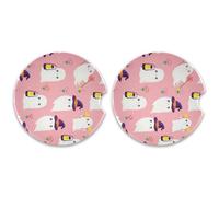 Kutsu Set di 2 sottobicchieri a forma di auto con fantasmi dei cartoni animati, assorbenti, base in sughero, sottobicchieri per bevande, facili da rimuovere, 6,5 cm