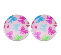 Kutsu Set di 2 sottobicchieri colorati per auto, con base in sughero e ceramica, assorbenti, facili da rimuovere, 6,5 cm