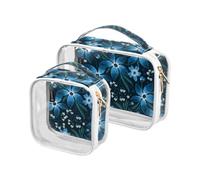 Kutsu Shining Night Flowers Trousse da toilette impermeabile, per donne e uomini, organizer per cosmetici in PVC trasparente per viaggi, doppia cerniera, confezione da 2, Come nella foto