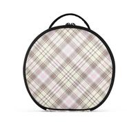Kutsu Trousse per trucchi in twill beige pallido, organizer portatile per cosmetici con divisori regolabili, borsa portaoggetti rotonda rigida per artisti, per donne e ragazze, Come nella foto,
