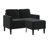 KUTYWEXFM Divano 2 posti a forma di L con chaise longue in velluto nero 125 | Divano compatto in velluto per piccoli salotti, stabile e imbottito in schiuma per un comodo comfort di seduta durante il