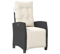 KUTYWEXFM Poltrona da giardino in polyrattan, regolabile, con cuscino | Comoda poltrona reclinabile in rattan per balcone e terrazza, con schienale regolabile e morbide imbottiture in bianco crema.