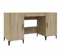 KUTYWEXFM Scrivania, 140 x 50 x 75 cm, in rovere Sonoma | Ampia scrivania per computer per studio e camera da letto con 2 ante chiuse per lavorare in modo ordinato.