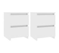 KUTYWEXFM Set di 2 comodini bianchi, 30 x 30 x 40 cm, in legno | Tavolini compatti per camera da letto o corridoio, ideali come ripiano salvaspazio con due cassetti scorrevoli.