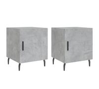 KUTYWEXFM Set di 2 comodini, grigio cemento, 40 x 40 x 50 cm, in legno | Consolle da notte moderne per camera da letto e soggiorno. Offre spazio dietro la porta e piedini in metallo stabili in set
