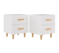 KUTYWEXFM Set di 2 comodini in legno, 40 x 35 x 47,5 cm, colore: bianco | Armadietto compatto per camera da letto con due cassetti e gambe in legno per un ordine accanto al letto.
