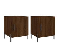 KUTYWEXFM Set di 2 comodini marroni, effetto rovere, 40 x 40 x 50 cm | Comodini compatti per camera da letto con vano dietro la porta e robusti piedini in metallo per una casa ordinata.