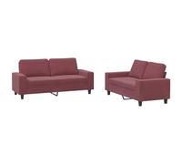 KUTYWEXFM Set di 2 divani imbottiti in tessuto rosso vino con cuscino | Elegante set divano per il soggiorno: accogliente imbottitura in schiuma, rivestimento in tessuto traspirante e robusto