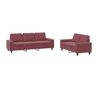 KUTYWEXFM Set di 2 divani imbottiti rosso vino con 2 e 3 posti | Elegante set divano in tessuto rosso vino con imbottitura in schiuma densa per il tuo soggiorno o la zona salotto.
