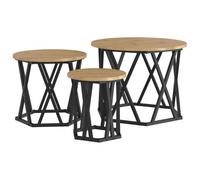 KUTYWEXFM Set di 3 tavolini da caffè Nesting Artisan in rovere 53 x 53 cm | Set di 3 tavolini flessibili per soggiorno e camera da letto, salvaspazio, scorrevoli l'uno nell'altro con robusta struttura