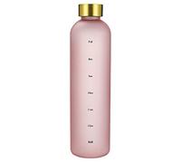 Kuuddker Tazza Spaziale nel Plastica Tazza per Acqua Smerigliata Trasparente di Grande capacità Tazza per Acqua con Coperchio nel Rame con Indicatore del Tempo 1000ML Rosa