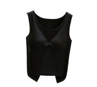 KUUFUUT Canotta Termica Super Morbida da Donna, Senza Maniche, in Micropile, con Reggiseno Incorporato, Elasticizzata, Calda Biancheria Intima Invernale per Il Freddo, Nera S