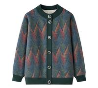 KUUFUUT Cardigan Invernali Spessi e Caldi per Nonne Foderati in Pile Maglioni per Vecchie Signore Casual Autunno Inverno Abbigliamento per La Mamma Maglione Caldo Maglieria Blu L