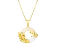 KUUFUUT Collana con Dodici Divinità Floreali per Donna, Collana In Argento Sterling 925 Placcato Oro, Ciondolo Guardiano, Gioiello Regalo per Donne, Ragazze, Fidanzate, Mamme, Mogli, Giugno Lotus