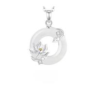 KUUFUUT Collane con Ciondolo In Argento Sterling 925 per Donna, Delicata Collana con Ciondolo A Dodici Divinità Floreali In Argento con Calcedonio Bianco, In Confezione Regalo, June Lotus