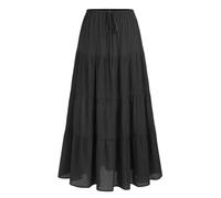 KUUFUUT Gonna Lunga da Donna Stile Boho Estiva A Balze Lunghezza 92-95 Cm Vita Elasticizzata Linea Ad A Abito Lungo Elegante Gonna A Lunghezza Intera per Viaggi E Spiaggia Nera Taglia S