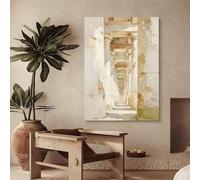 KUUFUUT Quadro con Colonne Antiche Dipinte A Mano Effetto Vintage con Texture E Architetture - Opera D'Arte Astratta Moderna Grande Decorazione Murale per Casa E Ufficio 100X150 Cm (40X60 Pollici)