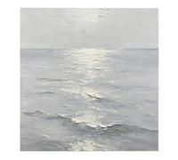 KUUFUUT Quadro Murale Wabi-Sabi Dipinto A Mano, con Riflessi Del Sole Sul Mare E Texture A Impasto Pesante, 75X75 Cm (30X30 Pollici).