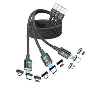 Kuulaa Cavo di ricarica USB magnetico 3 in 1, rapido 3 A, in nylon intrecciato, con luce LED, per dispositivi micro USB, tipo C e iProducts