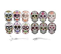 Kuuleyn 12pcs Day of the Dead Mask con band elastico attraente Halloween per Halloween Horror Party Paper, Day of the Dead Masks Tipo A e B