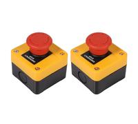 Kuuleyn 2pcs 10A Red Sign Emergency Stop Switches, Push Button Switch 1NO 1NC with Box Compact Responsive,weather proof surface mount emergency stop station