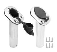 Kuuleyn 2pcs Boat Fishing Rod Holder,316 Stainless Steel Fishing Pole Clamp,9in Flush Mount Boat Fishing Rod Support PCV Liner with Cap 30° for Yacht