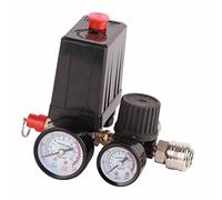 Kuuleyn Air Compressor Pressure Switch, 1/4 Inch 4 Port 90 to 120 PSI Pressure Control Switch & Regulator Valve with Gauge for Air Pump