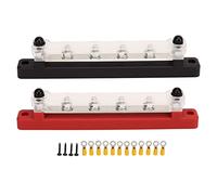 Kuuleyn Blocchi di distribuzione dell'alimentazione della barra del bus, barretta per batteria 2 pcs nera rosso DC12V a 48v 150A M6 Terminal 6 Stud per di alimentazione della