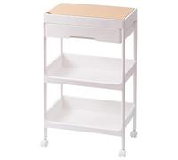 Kuuleyn Carrello grande, ecologico, in MDF, PP, con rotelle, per dormitorio del salone (3 livelli, con coperchio e ruota)