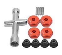 Kuuleyn CNC Precision 12mm Wheel Hex Adapter Set, 5mm Thick Aluminum Alloy Non Slip Hub Extender for 1 10 RC Cars, Includes Cross Wrench & M4 Nuts (4PCS, Black) (Rossa)