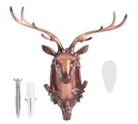 Kuuleyn Decorative Hooks, Metal Hat, Animal Shape Bathroom Wall Towel Hanging Hook Coat Hat Keys Hanger (Deer Head (Antique Bronze Finish))