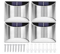 Kuuleyn Luce paesaggistica, 4 Pezzi/Set Lampada da Parete a LED a energia Solare in Acciaio Inossidabile Controllo della Luce per Illuminazione da Giardino